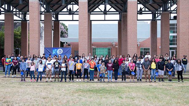 Youths standing in the SPC courtyard